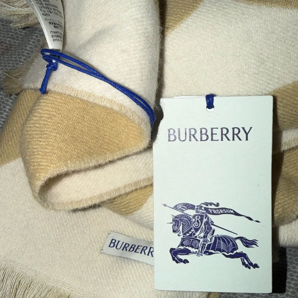 Burberry Tan and Cream Logo Scarf